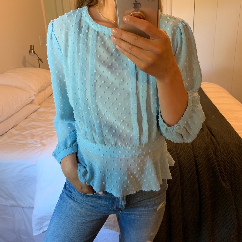 Blue Peplum Blouse